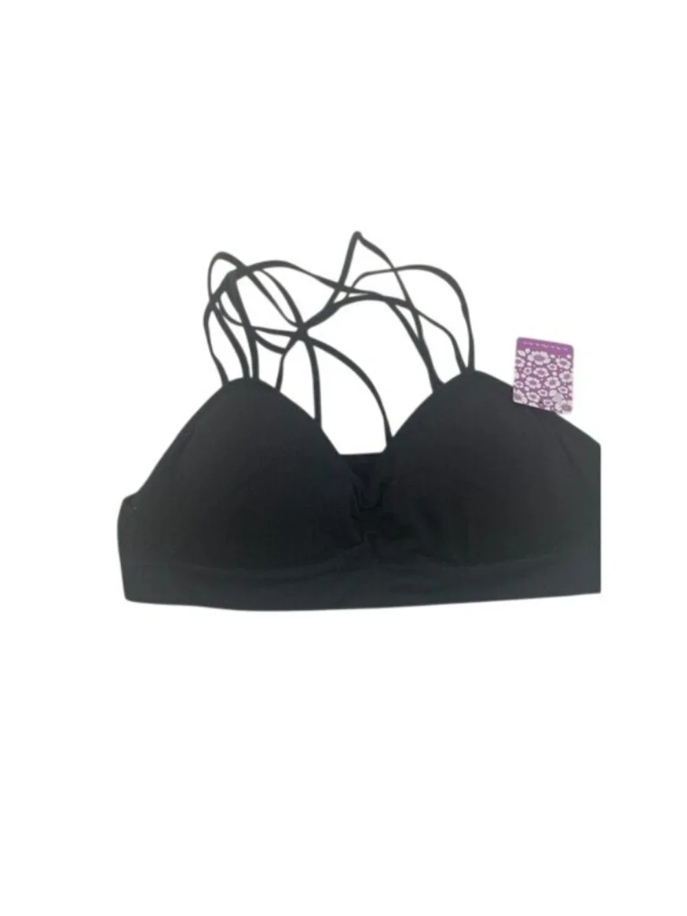Anemone Black Strappy Bralette With Crisscross Strap Detail